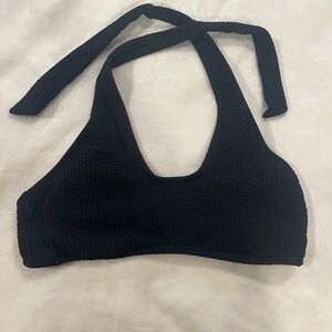 Black Halter Swimsuit Tie Knit Top